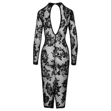 Noir Tight Fitting Floral Transparent Dress - Sale