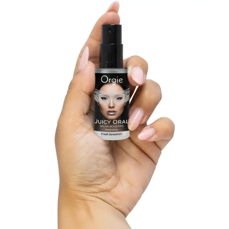 Orgie Juicy Oral Saliva Boosting Mouth Spray – Mint Moisturising 15ml - Save 5% - Ease Deepthroat Desensitising for Mouth/throat Sex - Sale