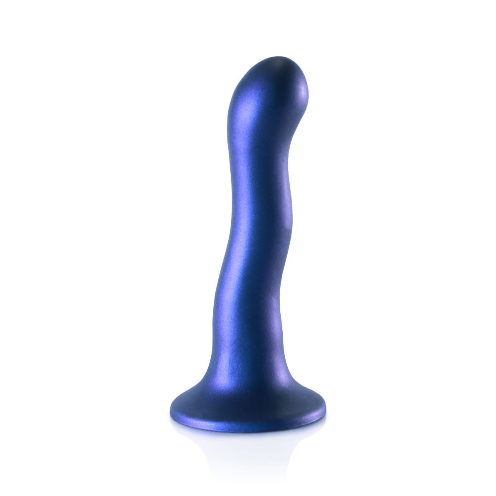 Au siliconen curvy g spot dildo 7inch metallic blauw