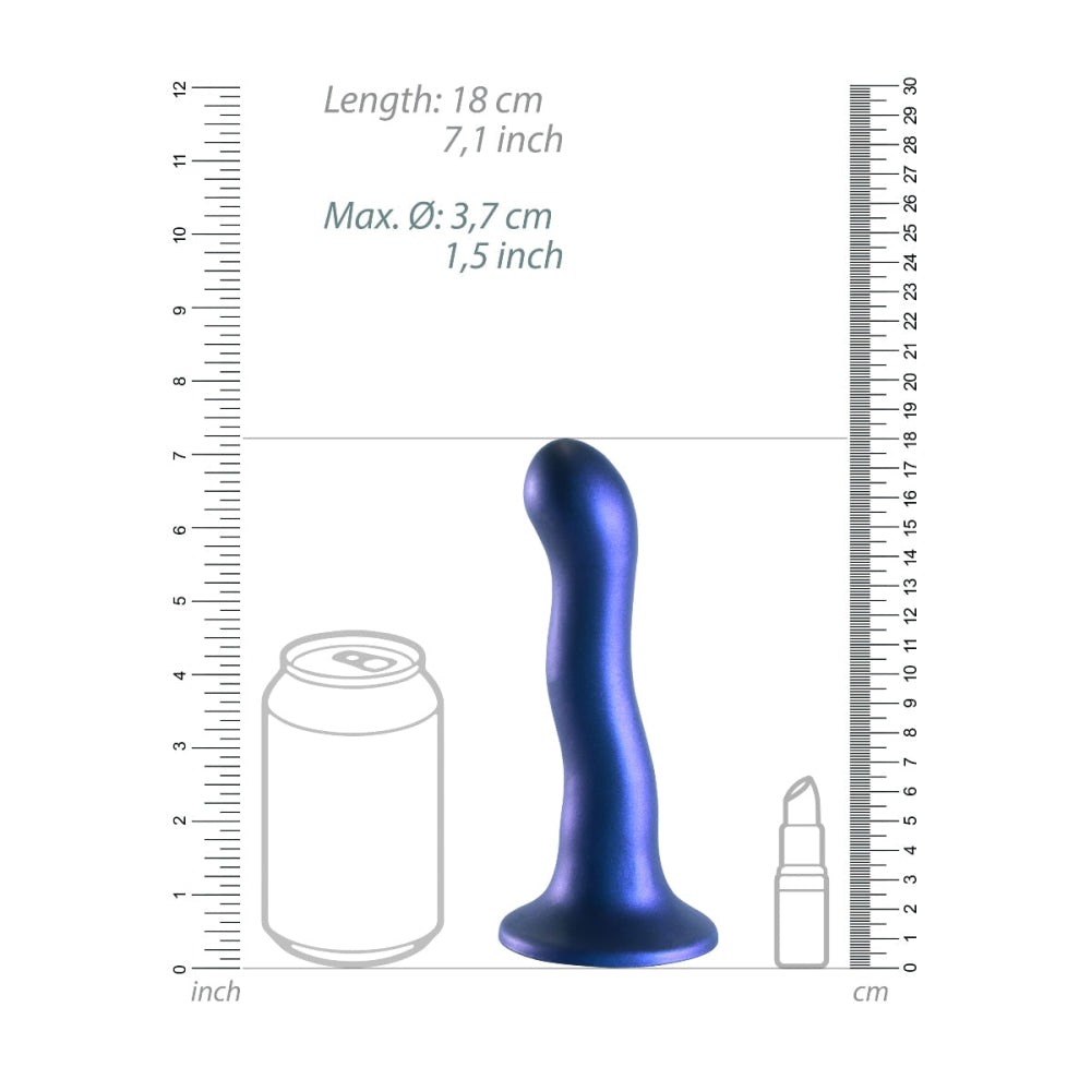 Au siliconen curvy g spot dildo 7inch metallic blauw