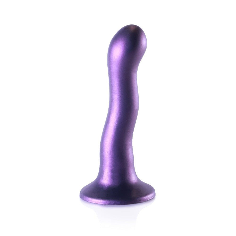 ouch有机硅弯曲G Spot Dildo 7inch Metallic Purple