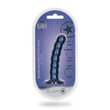Ouch Beaded Silicone G Spot Dildo 5inch Metallic Blue