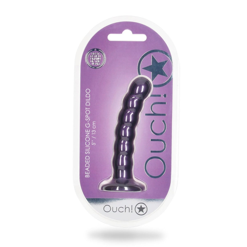 Ouch Silicon cu margele G Spot Dildo 5 INCH METALIC PURPLE