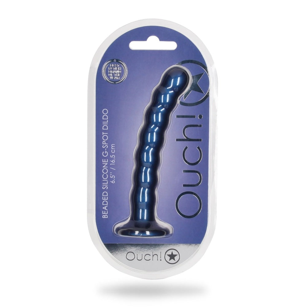 Autsch Perlen Silicon G Spot Dildo 6 5inch Metallic Blau