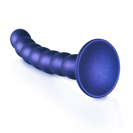 Ouch Silicon cu margele G Spot Dildo 6 5inch Blue Metallic Blue