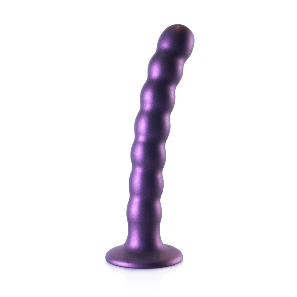 Оуч из бисера силиконового гнева G Spot DILDO 6 5 -дюймовый металлический фиолетовый