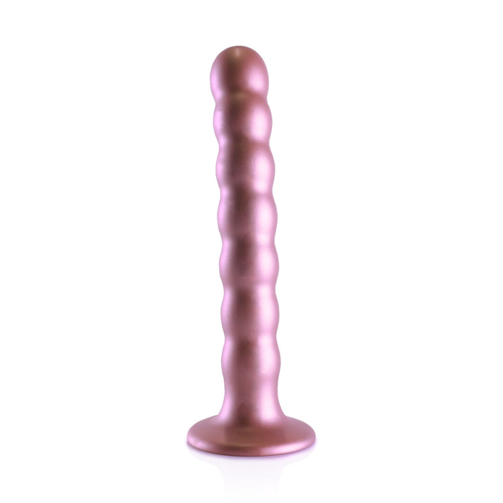 Ouch Beaded Silicone G Spot Dildo 6 5inch Metallic Rose