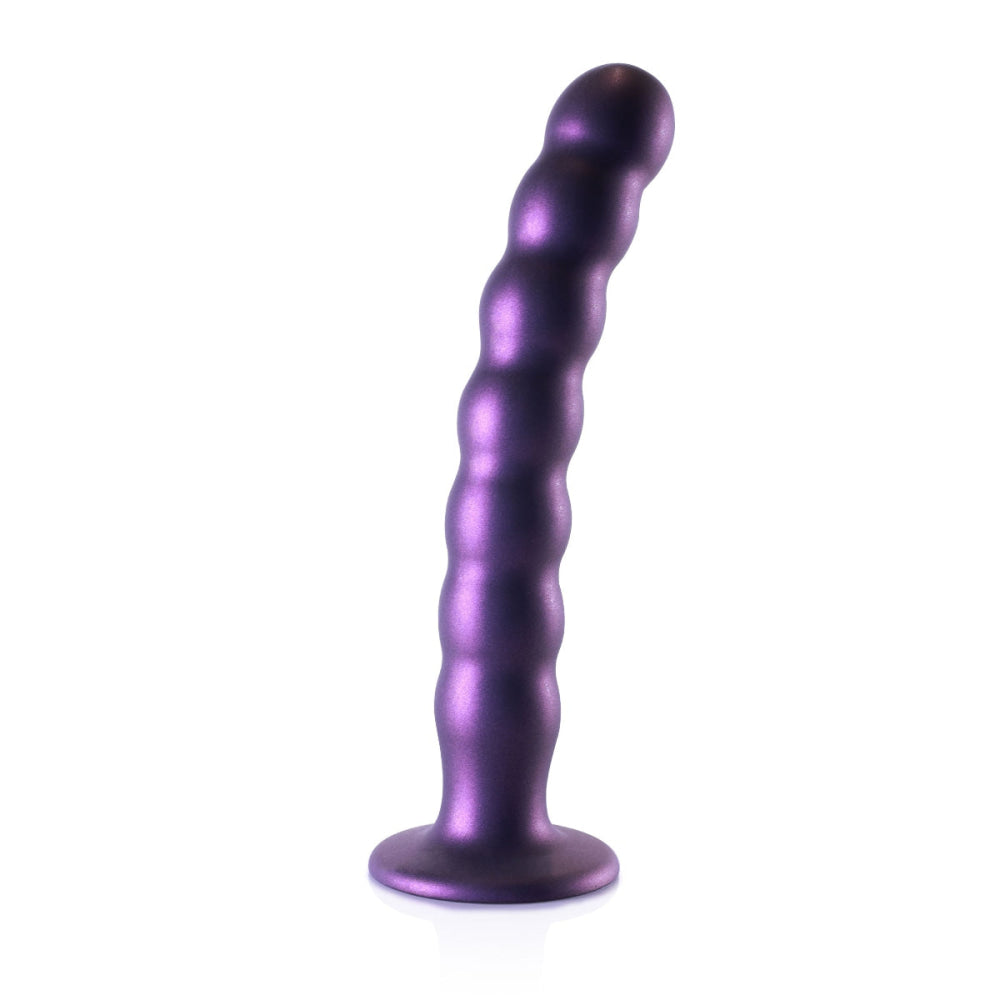 哎哟! 8英寸金属紫色串珠假阳具