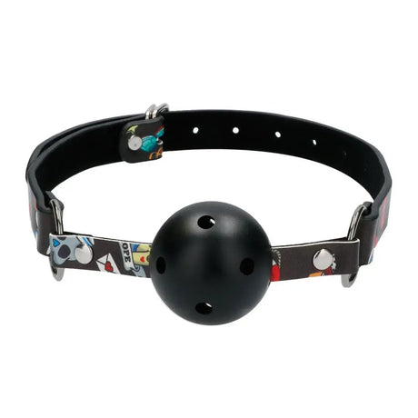 Ouch Breathable Ball Gag with Printed Leather Straps - Save 25% - with - Fast Shipping - Sale United Kingdom Stoke-on-trent