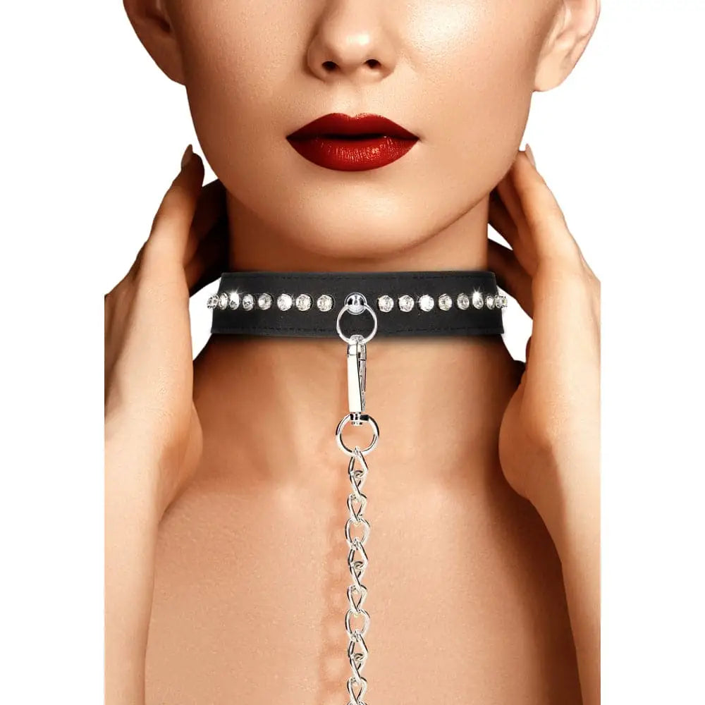 Ouch Diamond Studded Collar with Leash - Save 15% - with - Fast Shipping - Sale United Kingdom Stoke-on-trent