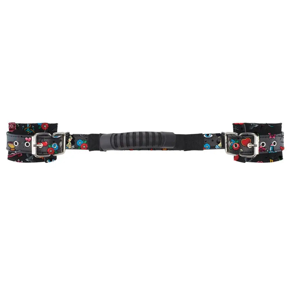 Ouch Old School Tattoo Printed Hand Cuffs with Handle - Save 25% - with - Fast Shipping - Sale United Kingdom Stoke-on-trent