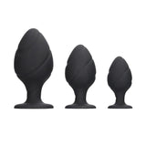 Ouch Silicone Swirled Butt Plug Set Black - Save 25% - Sale