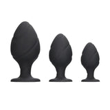 Ouch Silicone Swirled Butt Plug Set Black - Save 25% - Fast Shipping - Sale United Kingdom Stoke-on-trent
