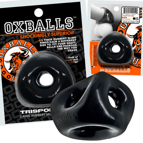 Oxballs Tri-Sport XL Thicker 3-Ring Sling Black - Sex Toys