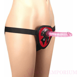 Pink Anal Starter Strap-On Dildo with Red Harness - Sexy Emporium