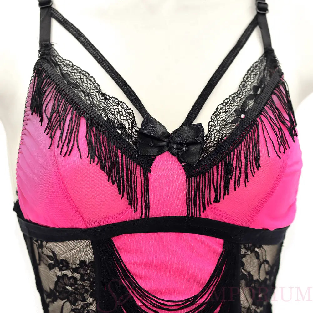 Pink and Black Caberet Bustier - Fast Shipping - Sale United Kingdom Stoke-on-trent