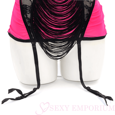 Pink and Black Caberet Bustier - Sale