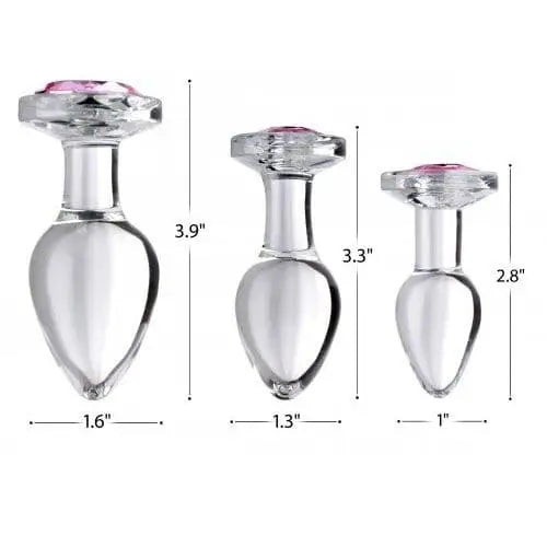 Pink Gem Glass Anal Plug Set - Save 25% - Fast Shipping - Sale United Kingdom Stoke-on-trent