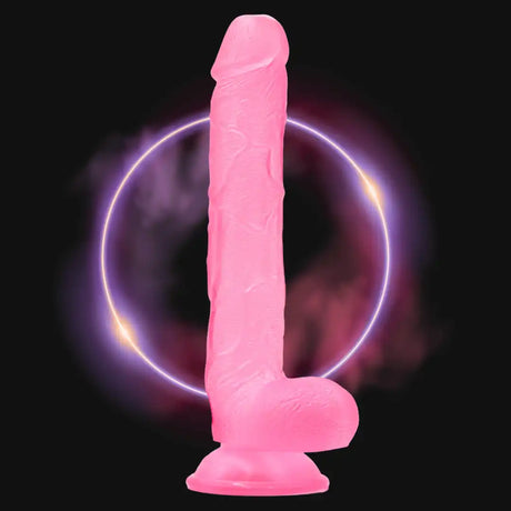 Pink textured dildo.