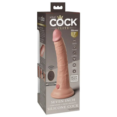 Pipedream - King Cock Elite - 7’’ Dual Density Vibrating Silicone with Remote - Light - New Products – Latest Sex Toys & Adult Arrivals