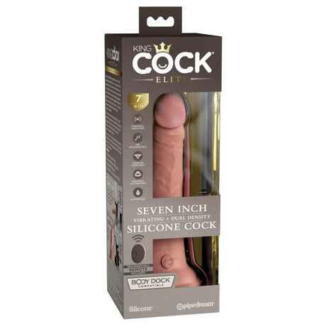Pipedream - King Cock Elite - 7’’ Dual Density Vibrating Silicone with Remote - Light - New Products – Latest Sex Toys & Adult Arrivals
