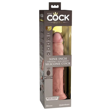 Pipedream - King Cock Elite - 9’’ Dual Density Vibrating Silicone with Remote - Light - New Products – Latest Sex Toys & Adult Arrivals