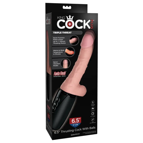Pipedream - King Cock Plus - 6.5’’ Thrusting with Balls - Triple Threat - Light - New Products – Latest Sex Toys & Adult Arrivals United