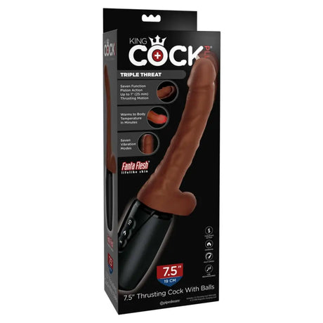 Pipedream - King Cock Plus - 7.5’’ Thrusting with Balls - Brown - New Products – Latest Sex Toys & Adult Arrivals United Kingdom