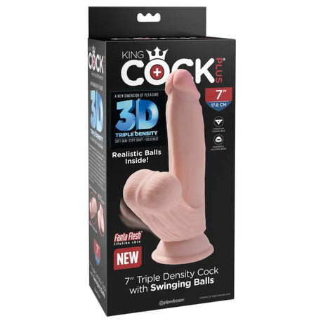Pipedream - King Cock Plus - 7’’ Triple Density with Swinging Balls - Light - Save 10% - Dildos United Kingdom Stoke-on-trent