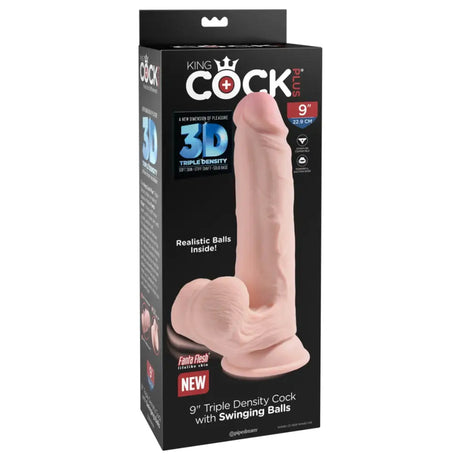 Pipedream - King Cock Plus - 9’’ Triple Density with Swinging Balls - Light - Save 5% - Dildos United Kingdom Stoke-on-trent
