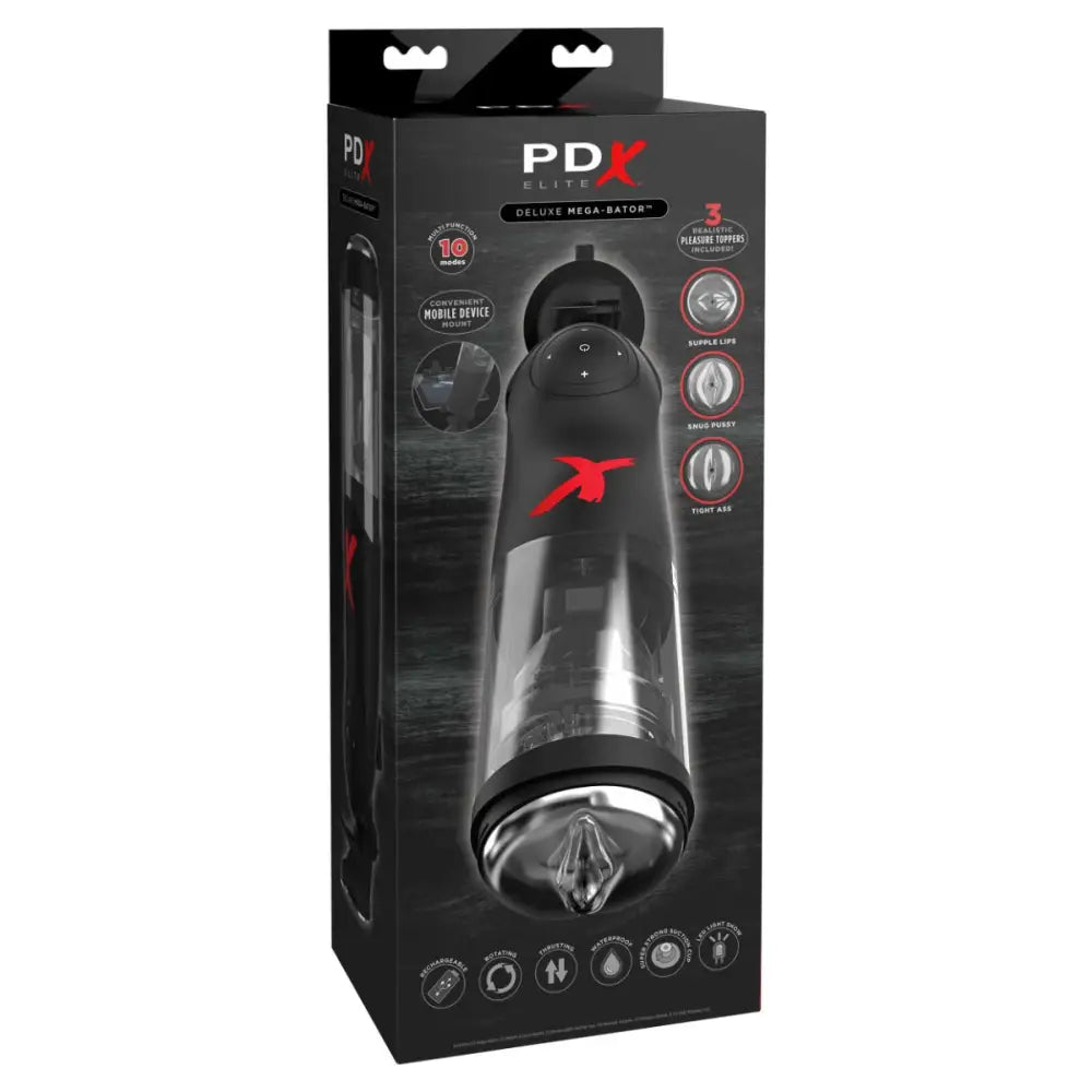 Pipedream - Pdx Elite - Deluxe Mega-bator - Clear/black - Save 5% - Sale United Kingdom Stoke-on-trent
