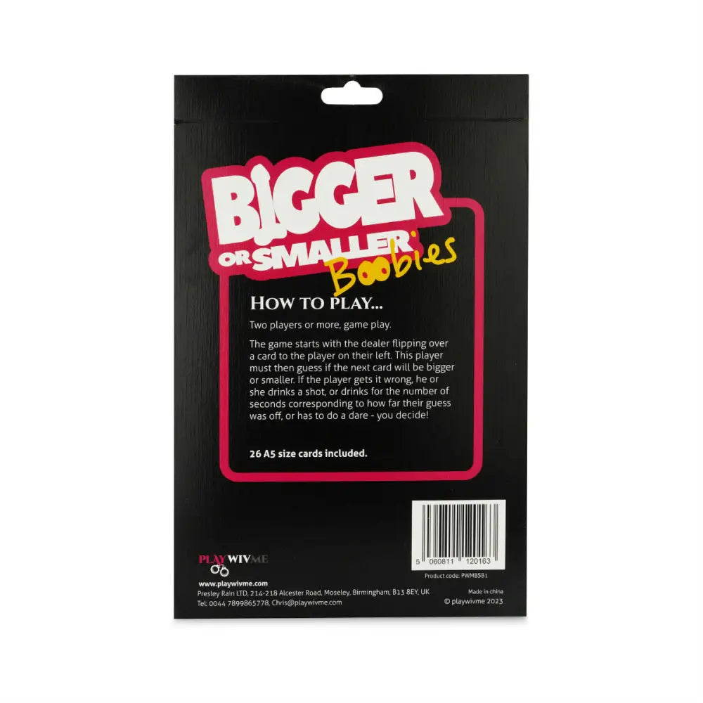 Play Wiv me - Bigger or Smaller Boobies Card Game - Save 20% - me - Fast Shipping - Sale United Kingdom Stoke-on-trent