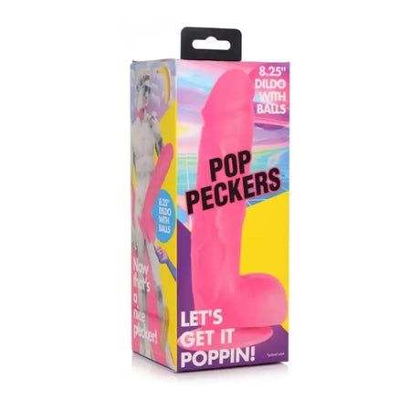 Pop Peckers Large Dildo with Balls 8.25 Inch Pink Suction Cup - Save 20% - with - United Kingdom Stoke-on-trent