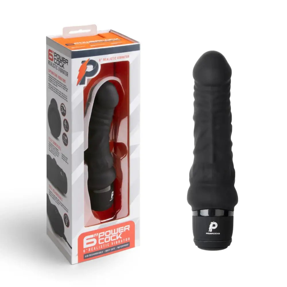 Powercocks 6’’ Realistic Vibrator Black - Save 10% - United Kingdom Stoke-on-trent