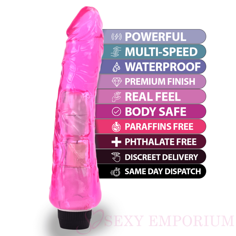 Powerful 9 Inch Multi-Speed Vibrator Pink