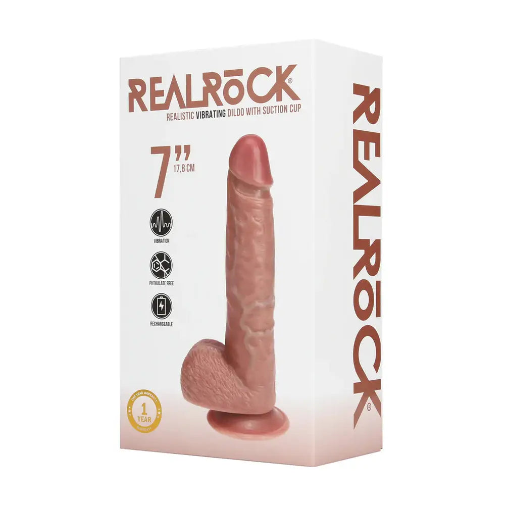 Real Rock - Vibrating Regular Straight Cock with Balls - 7 / 18 Cm - Tan - Save 10% - Cm - Dildo United Kingdom Stoke-on-trent