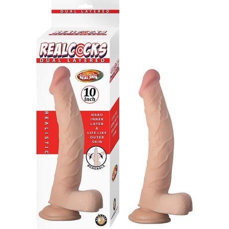 Realcocks Dual Layer Bendable Dildo 10 Inch Vanilla - Save 20%