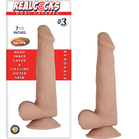 Realcocks Dual Layer Bendable Dildo 7.5 Inch Vanilla - Save 25% - Realcocks - Fast Shipping - United Kingdom Stoke-on-trent