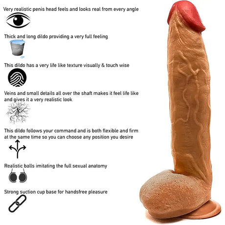 Realistic Dildo Sex Toy for Women Men Couples Real Feel Brown Dong Suction Cup - for - Original Sexy Emporium United Kingdom Stoke-on-trent