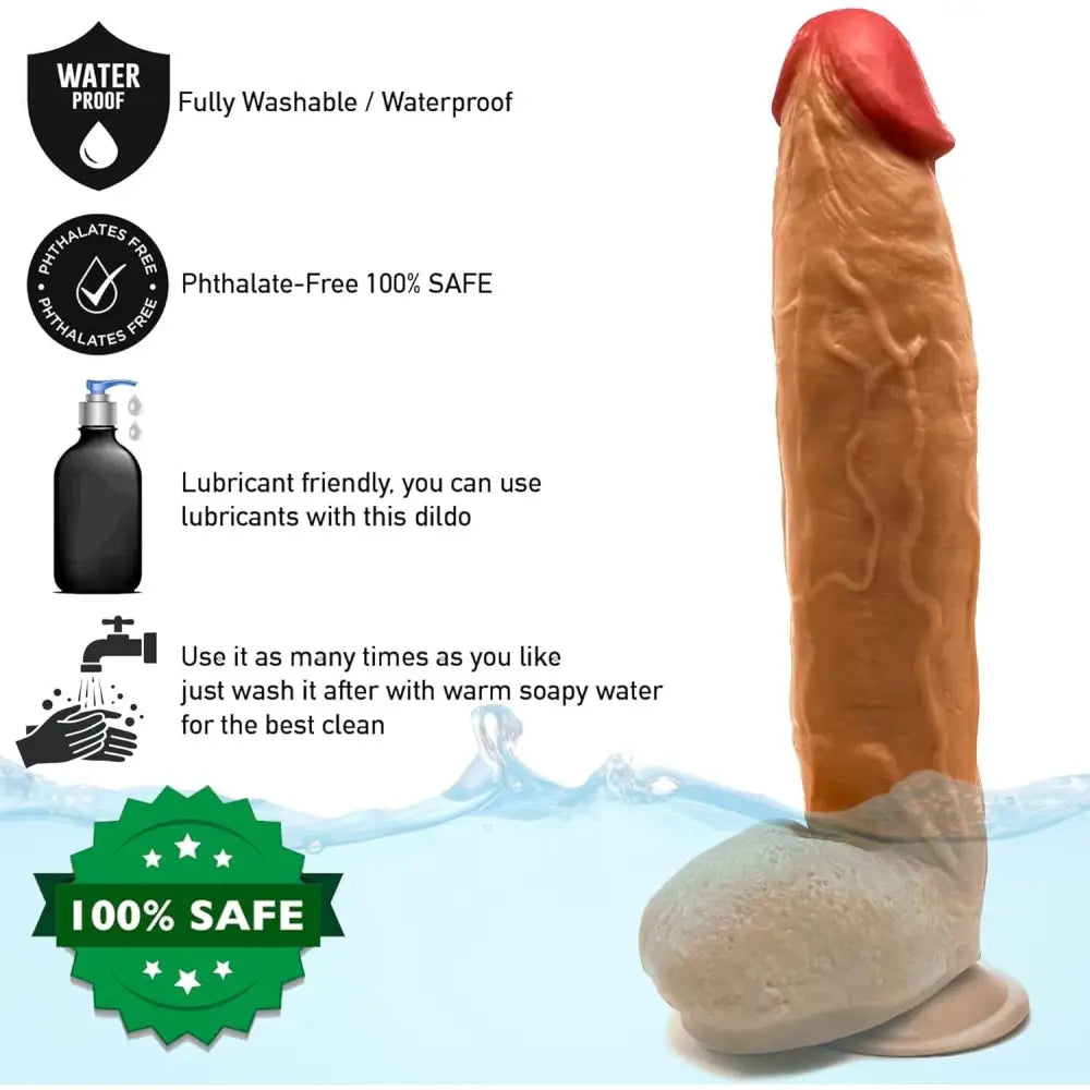 Realistic Dildo Sex Toy for Women Men Couples Real Feel Brown Dong Suction Cup - for - Original Sexy Emporium United Kingdom Stoke-on-trent