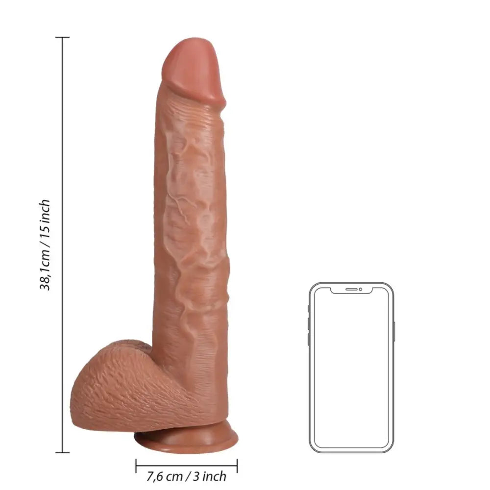 Realrock Extra Long Dildo with Balls Tan 15 Inch - Realrock with - Fast Shipping - United Kingdom Stoke-on-trent