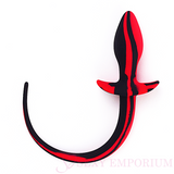 Red & Black Silicone Dildo, Butt Plug, & Whip Set - Sexy Emporium