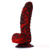 Red & Black Silicone Dildo, Butt Plug, & Whip Set - Sexy Emporium