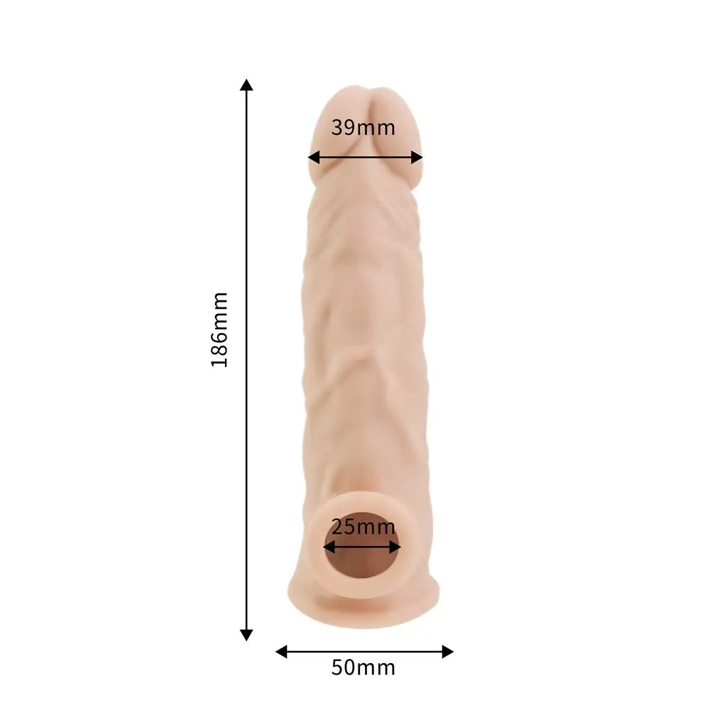Rev-sleeves 8.5 Inch Realistic Silicone Penis Extension Sleeve - Rev-sleeves - Fast - Cock Sleeves and Extenders United Kingdom