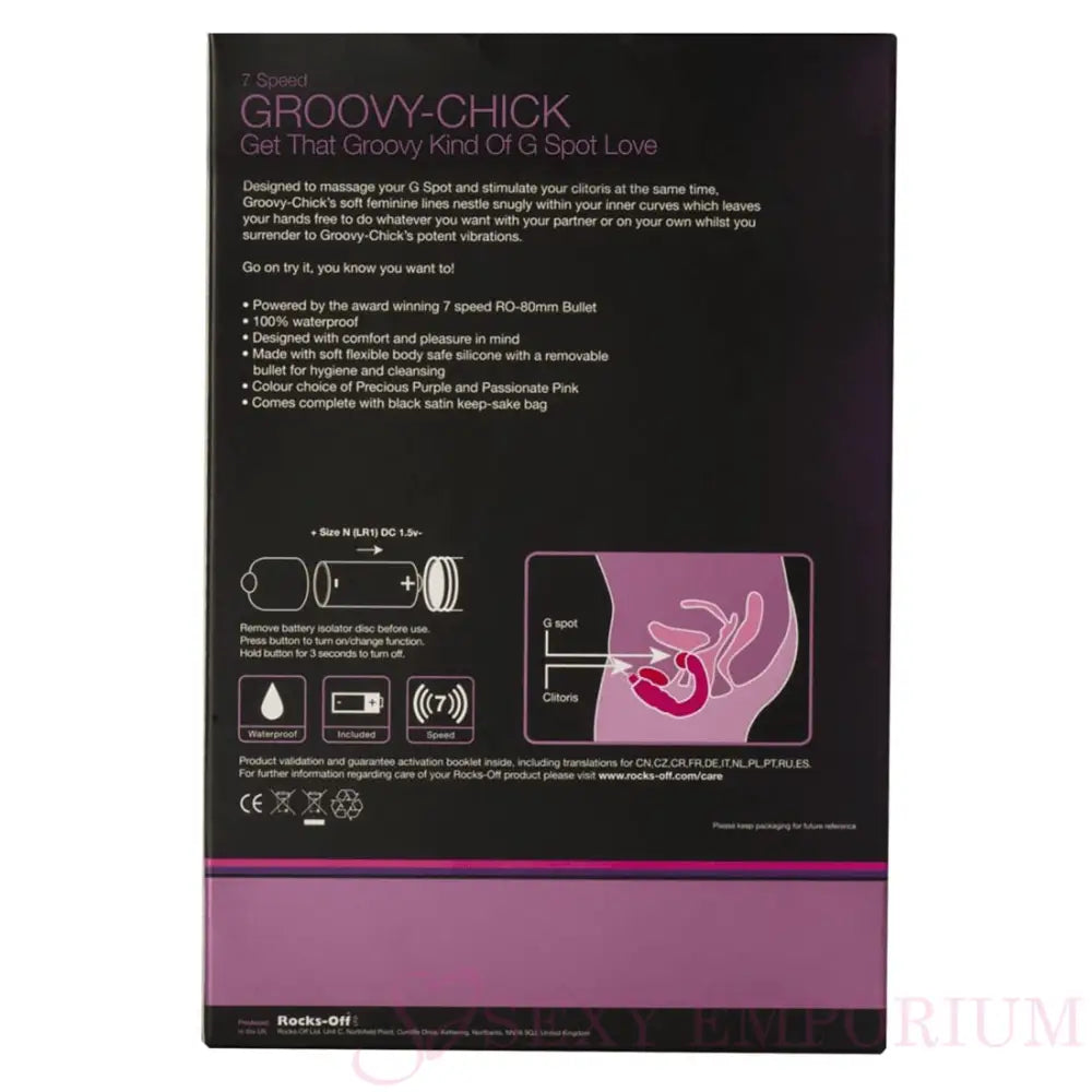 Rocks off Groovy Chick - Purple - Save 25% - off - Fast Shipping - Vibrator United Kingdom Stoke-on-trent