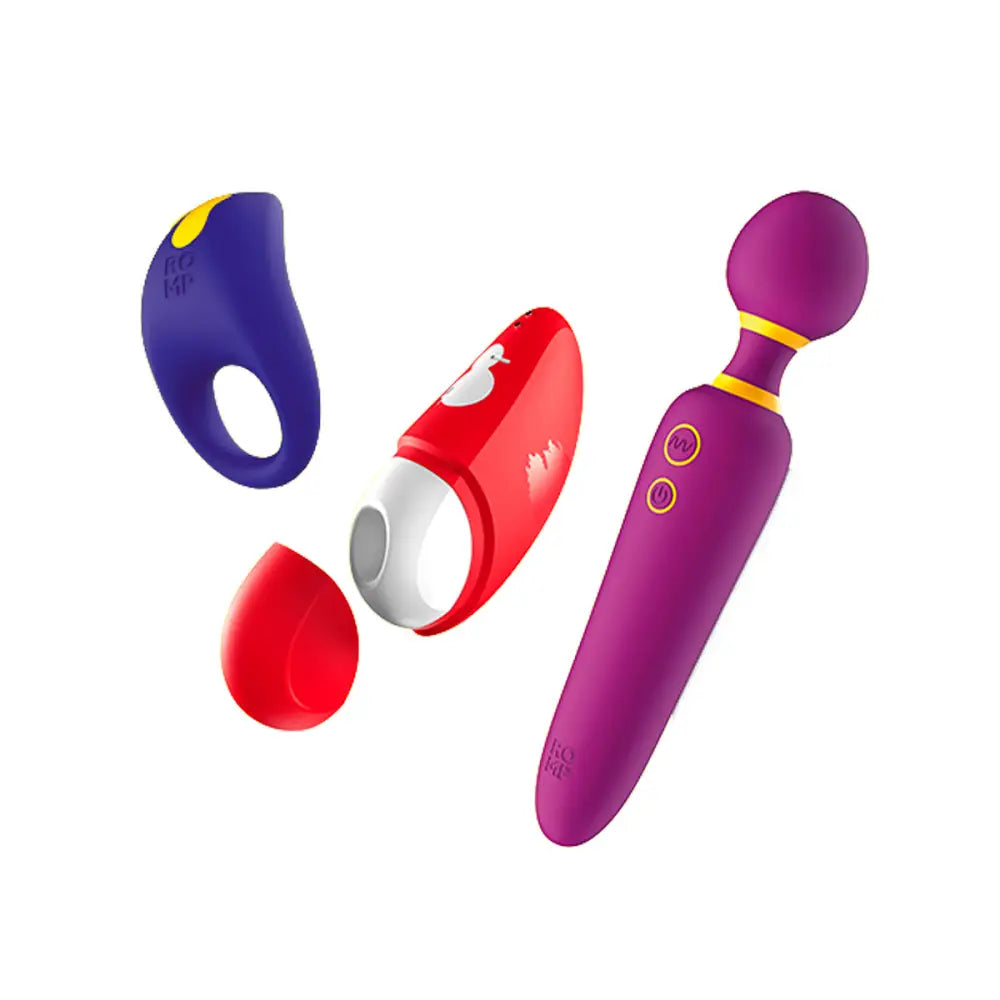 Romp Pleasure Sex Toy Kit Blue Red Purple - Save 20% - Romp - Fast Shipping - Vibrator United Kingdom Stoke-on-trent
