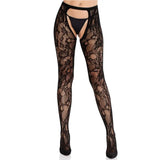 Leg Avenue Rose Lace Crotchless Tights with Open Back – Floral Lingerie - Save 20% - Uk - Sale United Kingdom Stoke-on-trent