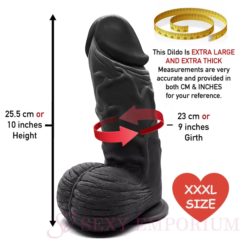 Satan x - Super Xl 10 Inch Suction Cup Dildo Black - Dildos - Save 15%