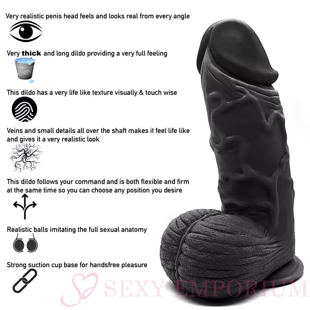 Satan x - Super Xl 10 Inch Suction Cup Dildo Black - Dildos - Save 15%