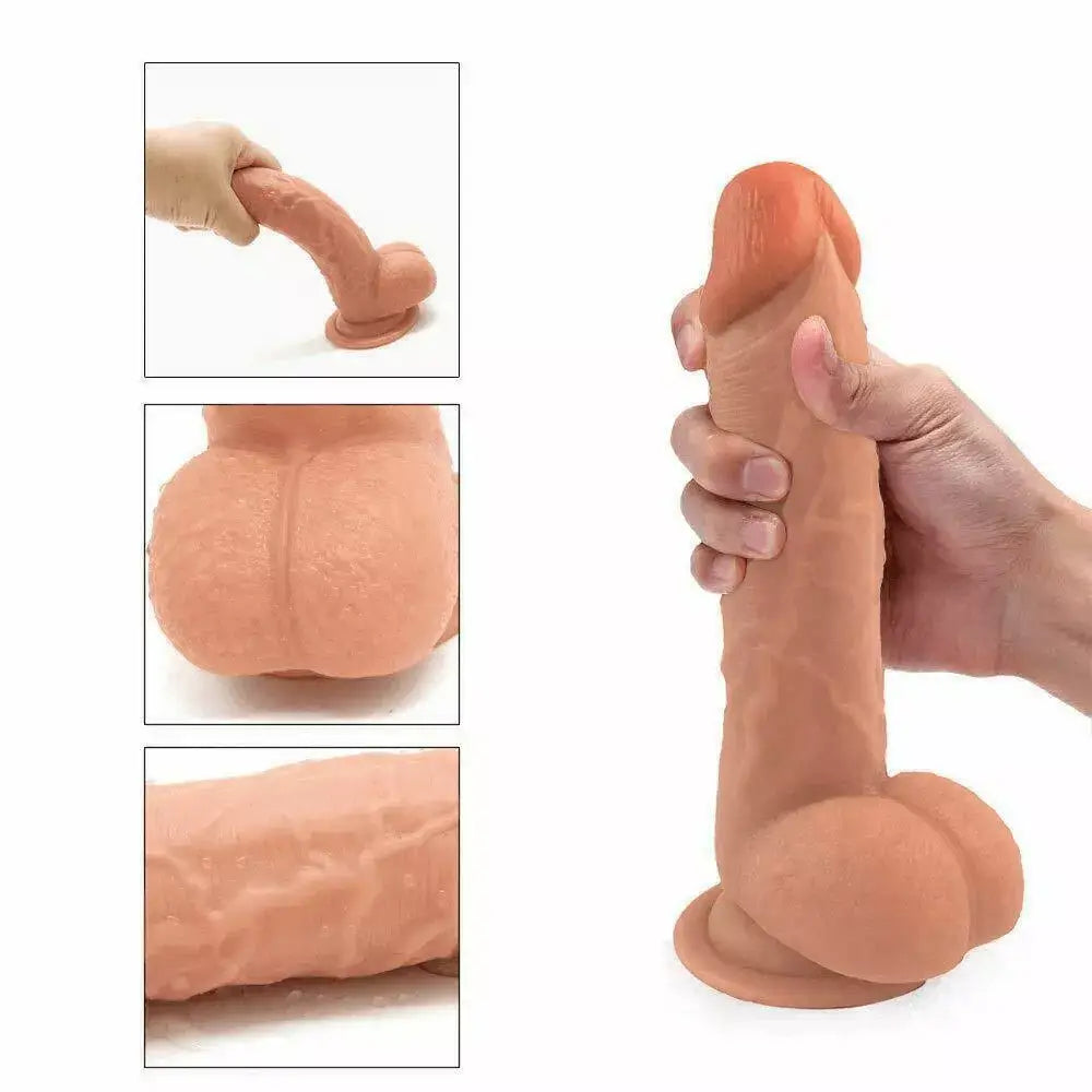 8.3 Inch Dual Layer Silicone Dildo Posable with Suction Cup - Save 50% - with - Fast - United Kingdom Stoke-on-trent